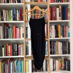 NWT Nasty Gal Black Slinky Open-Back Spaghetti-Strap Dress — Size 0